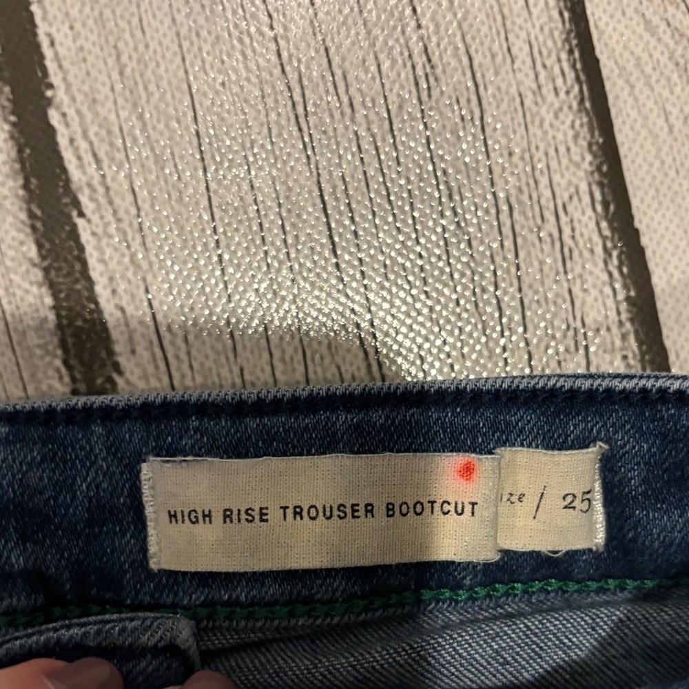 Pilcro and the Letterpress Dark Blue Flare Jeans high rise bootcut button fly - Picture 6 of 8